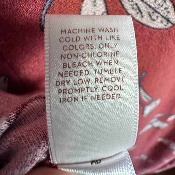 Dark Pink Floral Lauren Conrad Large Bell Sleeve Top, High Low Hem, Keyhole Back - Picture 12 of 12